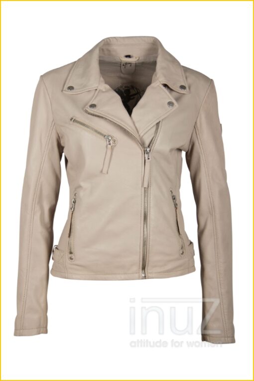 Leren bikerjas - GIP210001 off white