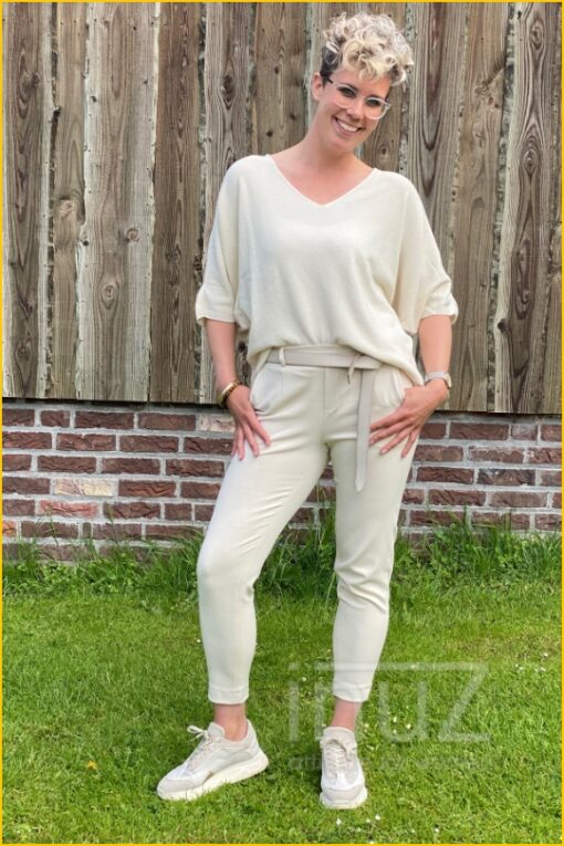 Broek met paspelzakken - OBJ210051 beige