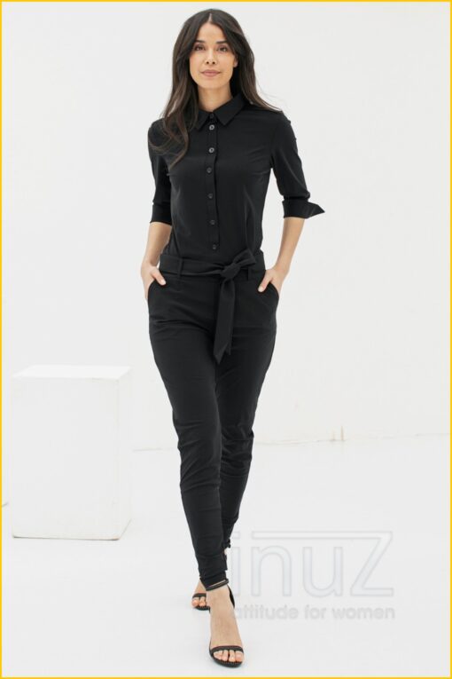 STU190002 Angelique jumpsuit 3/4 zwart
