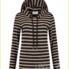 Hoodie -HEL210007- zwart camel