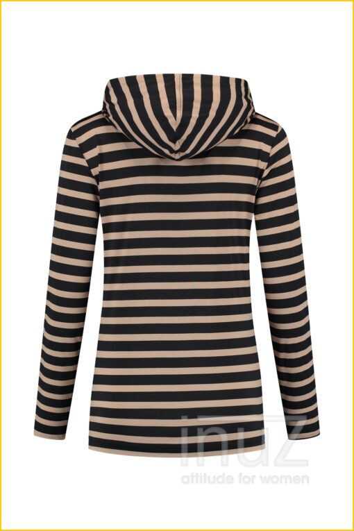 Hoodie -HEL210007- zwart camel