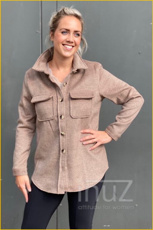 Blouse -OBJ210078- taupe