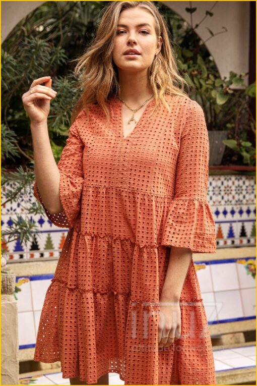 Broderie Jurk Kampur - AAI210012 oranje - Afbeelding 3