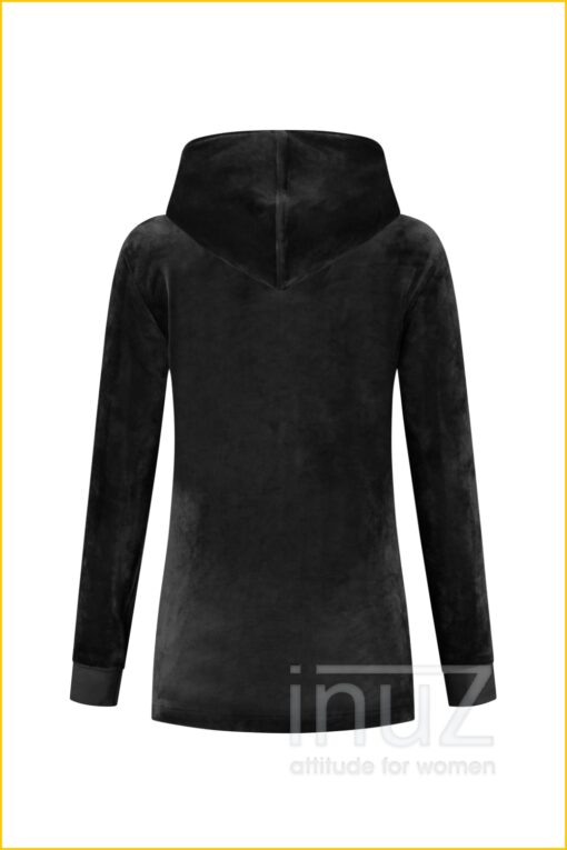 Hoodie velours -HEL2100025 zwart - Afbeelding 2