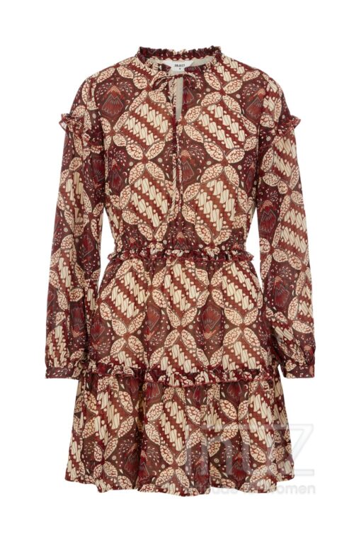 Mini Jurk met print- OBJ210003 rood-beige - Afbeelding 4