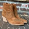 Enkellaars western kort met stud - BAB210003 bruin