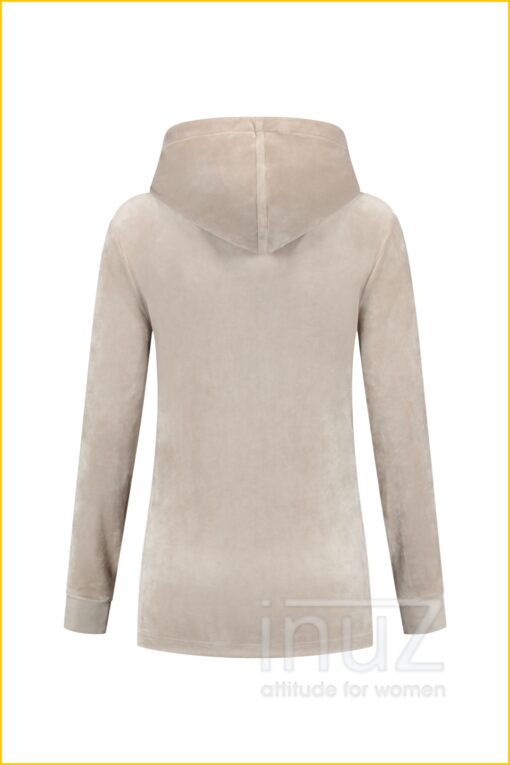Hoodie velours -HEL210024 sand - Afbeelding 3