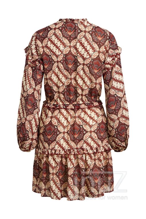 Mini Jurk met print- OBJ210003 rood-beige - Afbeelding 5