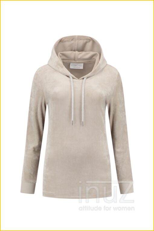 Hoodie velours -HEL210024 sand - Afbeelding 2