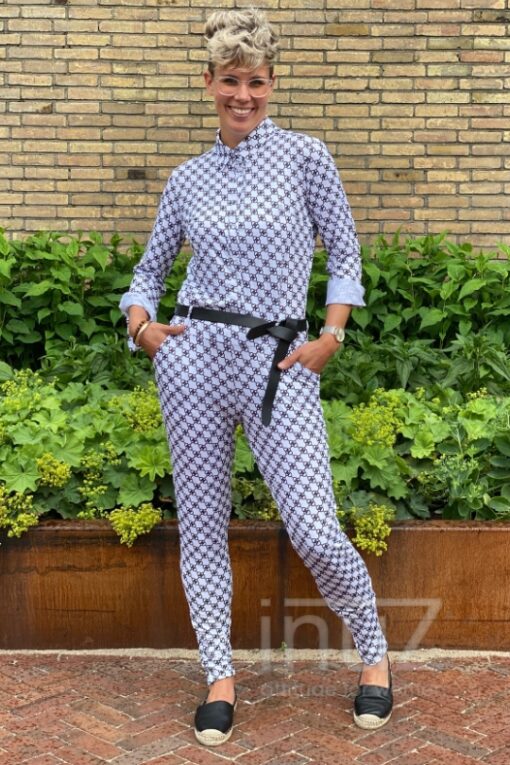 Jumpsuit wit met print -INU210062 wit/zwart