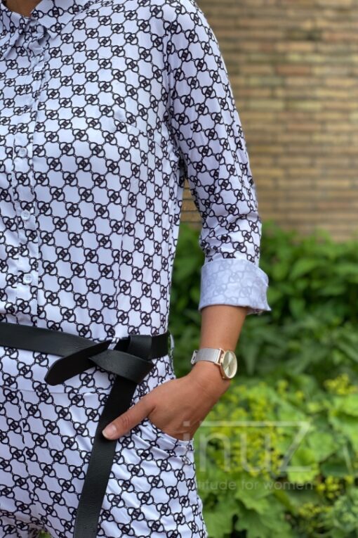 Jumpsuit wit met print -INU210062 wit/zwart - Afbeelding 2