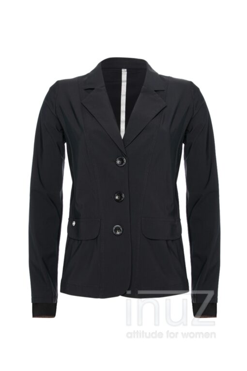 blazer zwart gebreide boord - ZIP200052 zwart - Afbeelding 4