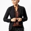 blazer zwart gebreide boord - ZIP200052 zwart
