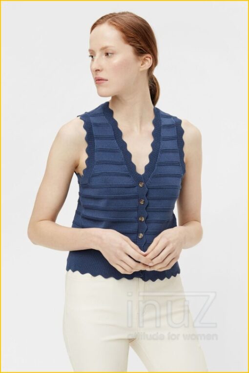 Spencer knoopsluiting OBJSAVA KNIT - OBJ210012 blauw - Afbeelding 2