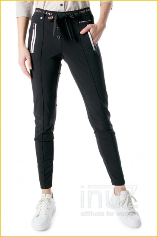 Broek met naad voorkant - ZIP220015 zwart