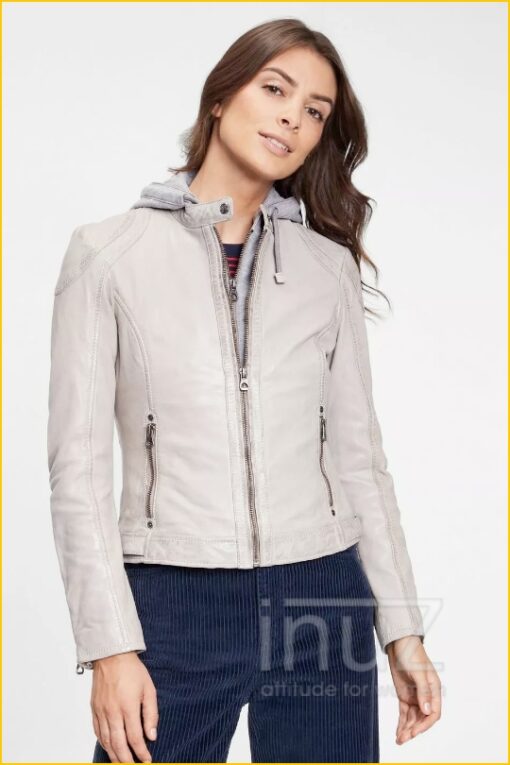 Leren jas M0014277 -GIP220004 silver grey