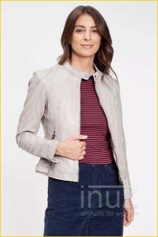 Leren jas M0014277 -GIP220004 silver grey