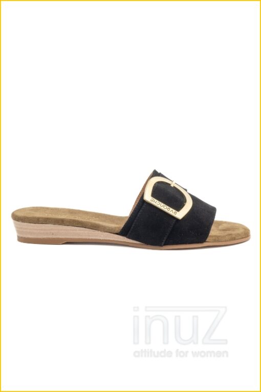 Slipper met gesp suede - BAB220001 zwart