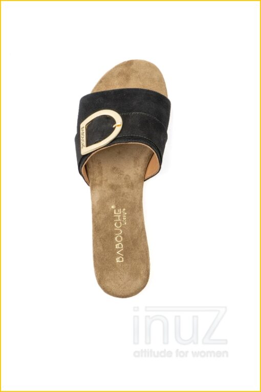 Slipper met gesp suede - BAB220001 zwart