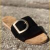 Slipper met gesp suede - BAB220001 zwart