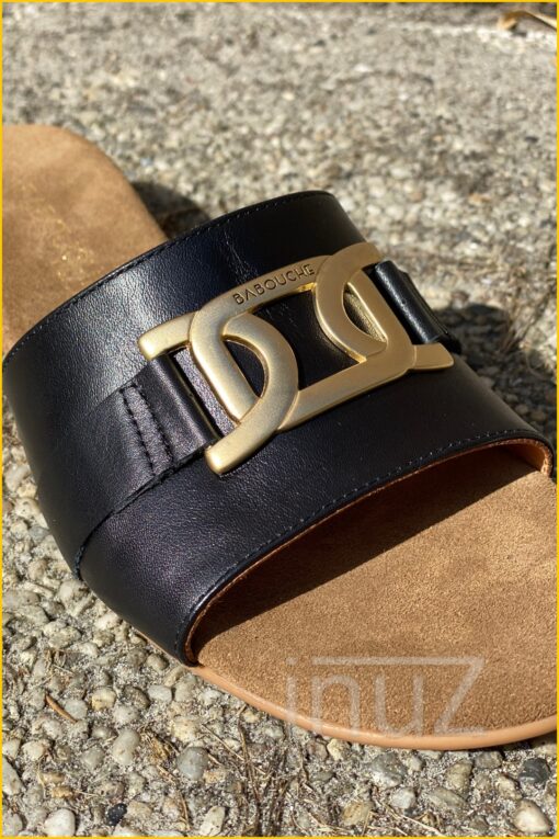 Slipper met riem leder - BAB220004 zwart - Afbeelding 2