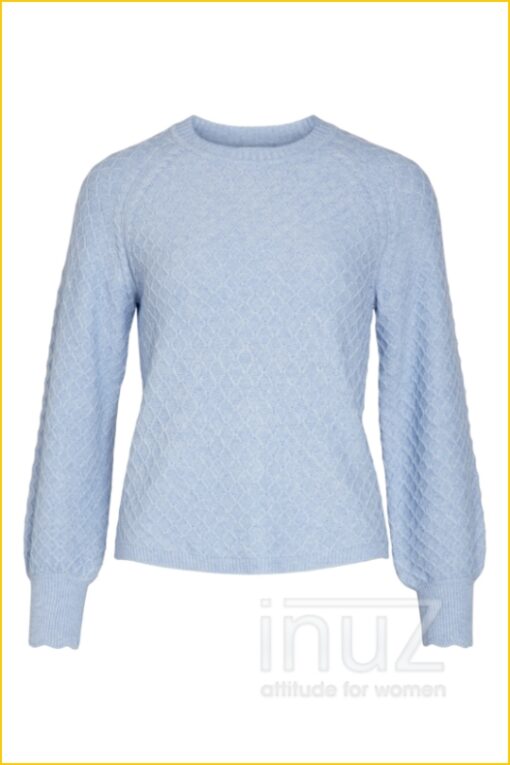 OBJNOVIA L/S KNIT -OBJ220032 blauw