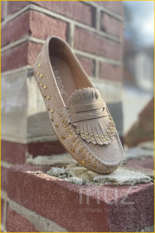 Mocassin met studs - BAB220015 sand