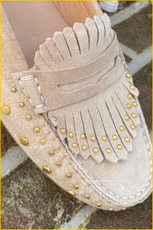 Mocassin met studs - BAB220015 sand