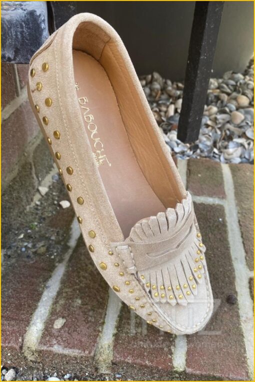 Mocassin met studs - BAB220015 sand