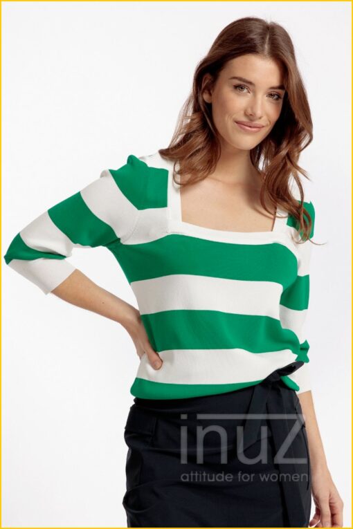 Wieke stripe pullover -STU220018 groen
