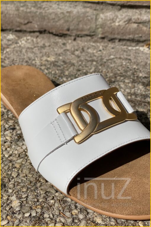 Slipper met riem leder - BAB220003 wit - Afbeelding 2