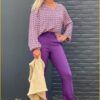Aaiko - Broek Hanna vis - AAI220032 plum
