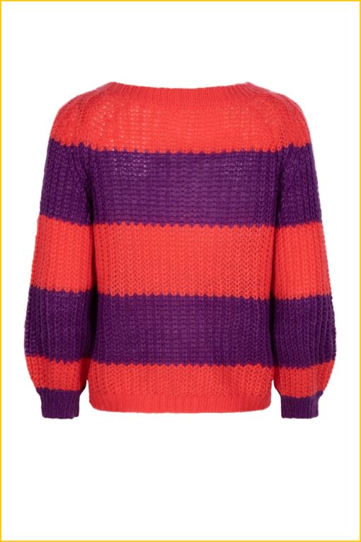 Ydence - Knitted sweater Frankie - YDE220021 coral/purple