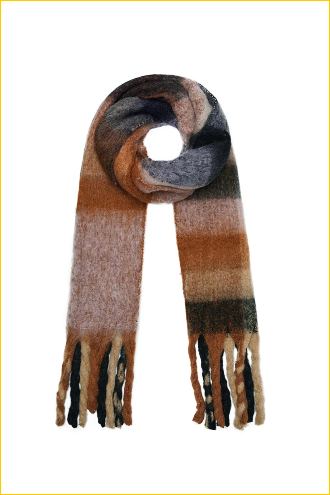 Yehwang sjaal winter blok multi bruin