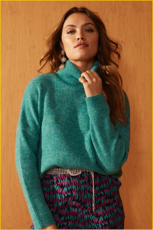 Ydence - Knitted sweater Kiki - YDE220020 turquoise