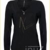 Top basic vhals -ZIP210041 zwart/glitter