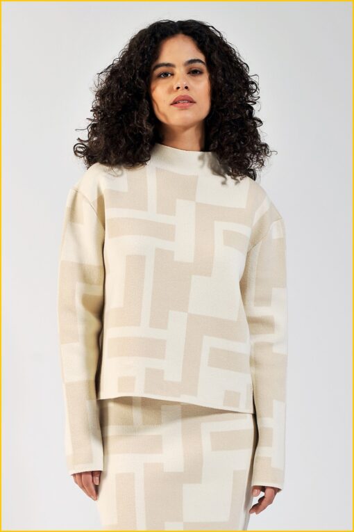 Elias Rumelis sweater jacquard chai