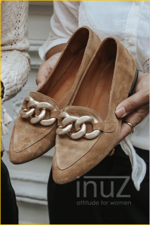 Mocassin met gouden ring - BAB220009 camel