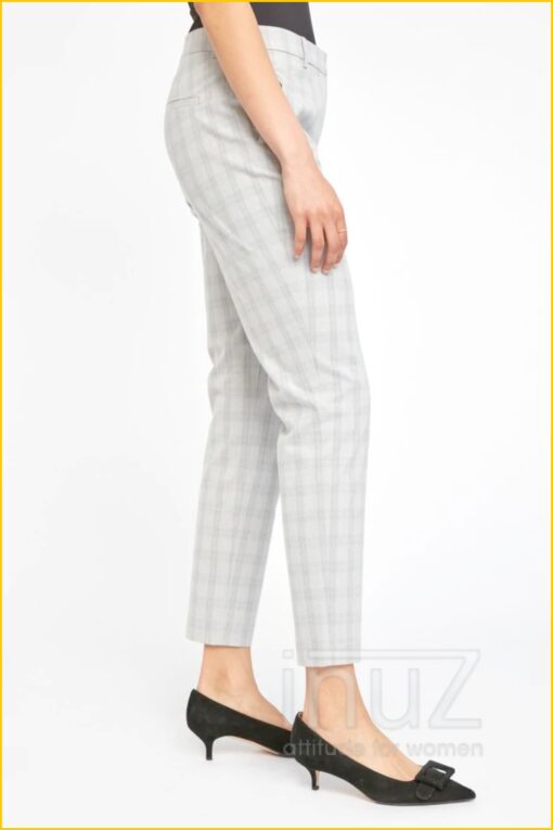 Broek Kylie crop ruit - FIU220006 soft grey check