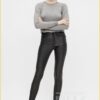 Coated broek -OBJ210137 zwart