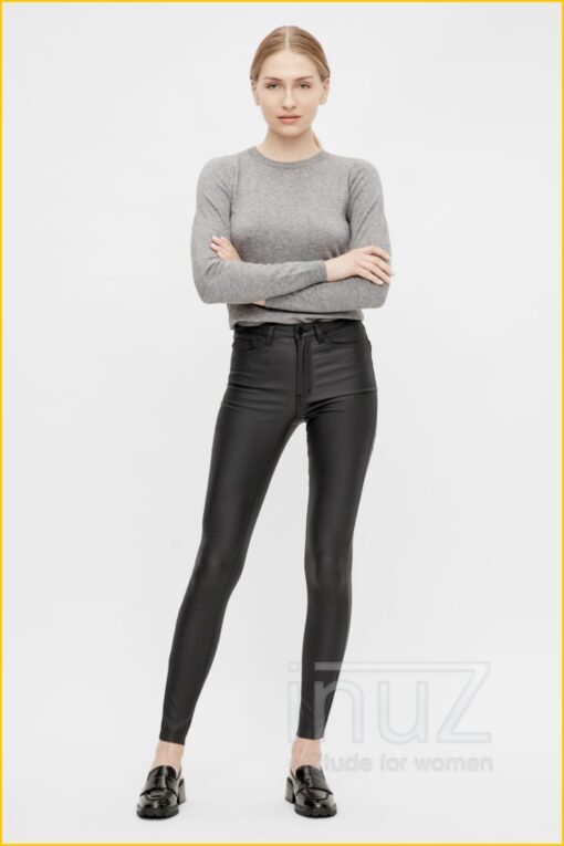 Coated broek -OBJ210137 zwart