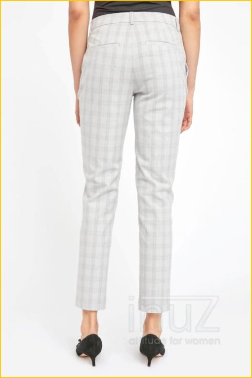 Broek Kylie crop ruit - FIU220006 soft grey check