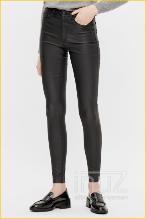 Coated broek -OBJ210137 zwart