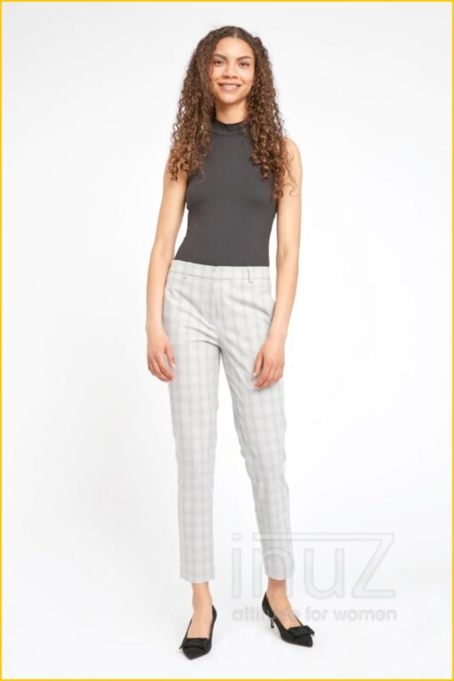 Broek Kylie crop ruit - FIU220006 soft grey check - Afbeelding 5
