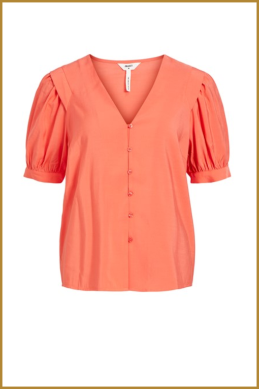 Shirt KM OBJSY - OBJ230032 hot coral