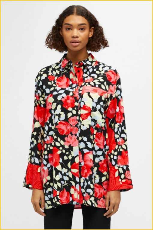Blouse OBJLIMONE - OBJ230022 hot coral flowers - Afbeelding 2