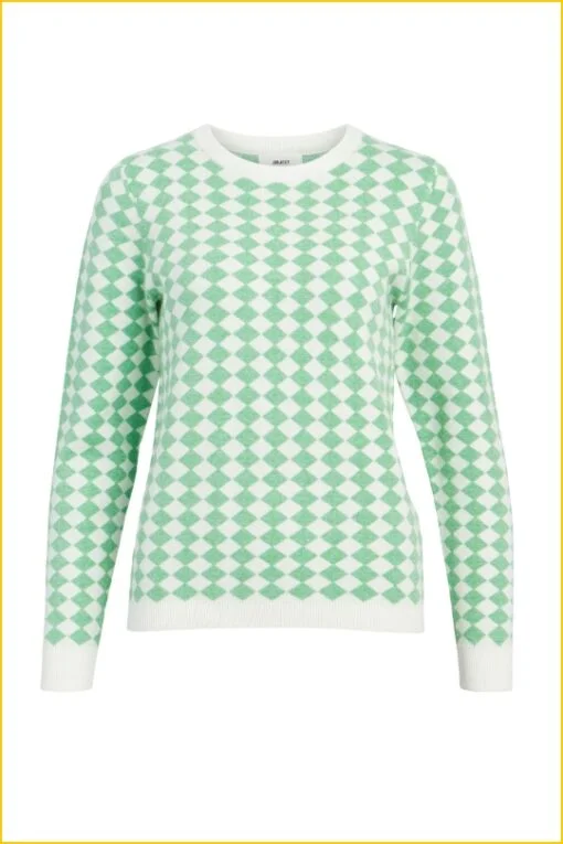 Object - Pullover OBJRAY - OBJ230021 fern green check - Afbeelding 2