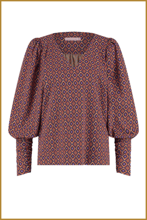 Studio Anneloes - Leslie diamond blouse - STU230006 orange/purple - Afbeelding 2