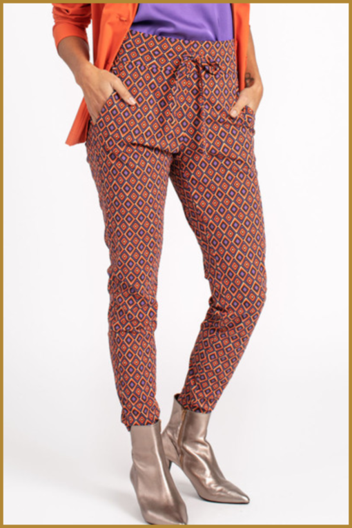 Studio Anneloes - Stairdown diamond trouser - STU230007 orange/purple