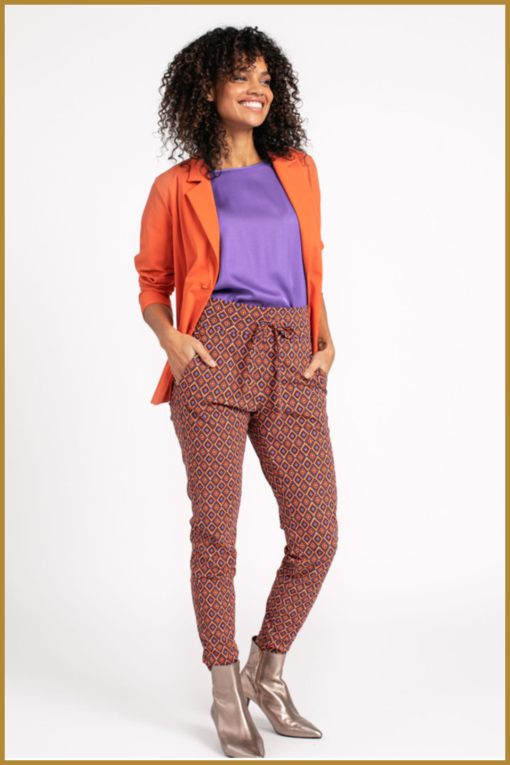 Studio Anneloes - Stairdown diamond trouser - STU230007 orange/purple - Afbeelding 2